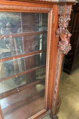 R.J. HORNER CARVED LADY MAHOGANY CHINA CABINET