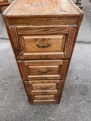 Vintage Tiger Oak File Cabinet Four Drawers One locks Paneled Sides Legal SIze