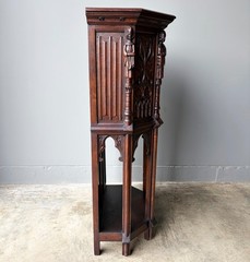 Vintage French Gothic Revival Cabinet/Console/Sideboard, Highly Carved Oak Wood