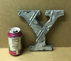 Decorative Salvaged Tin Ceiling 8″ Patchwork Shabby Silver Letter Y Old 202-26B