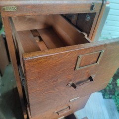 Antique Oak 4-Drawer Filing Cabinet Library Bureau for a Corner