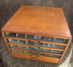 ANTIQUE J&P COATS Five Drawer Country Store Display Spool Cabinet, SOLID! NICE!!