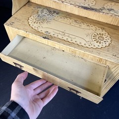 Vintage Wolverine Tin Litho Cupboard Cabinet W/ Drawer Rusted