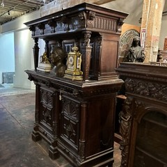 Pair Renaissance carved figural buffet, circa 1880 France