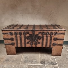 A 16th Century Iron Bound Coffer.