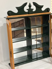 Vtg Display Hanging Wall Cabinet Glass Doors Mirror Back 4 Shelves Cottagecore