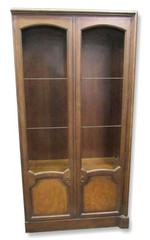 Vintage French Provincial Bookcase Cabinet with Wire Mesh Doors