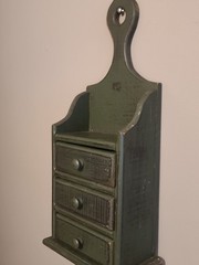 Vintage Wooden 3-Drawer Apothecary Wall Hanging Cabinet Green Cottage Core Decor