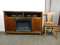Used VG 57″ Wide Traditional Media Console Entertainment Center Fireplace Heater