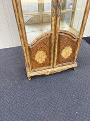67683 French Provincial Hand-Painted Curio Cabinet with Glass Doors