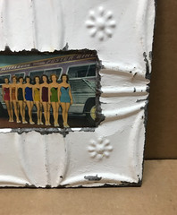 VTG 11″ Sq. Photo 4×6 Tin Ceiling Metal Shabby White Picture Frame Old 922-26B