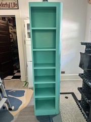Vintage Wood Free standing Cabinet Turquoise End Cap 50’s Right Side 70in