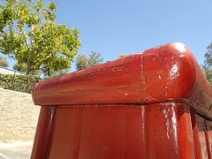70″ Tall Ant. Chinese Asian Red Lacquer Butterfly Cabinet Wedding Storage Chest