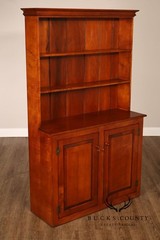 Tiger Maple Custom Step Back Hutch With Upper Open Shelving