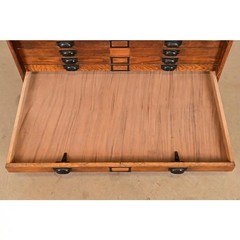 Antique Arts & Crafts Oak Architect’s Blueprint Flat File Cabinet, Circa 1900