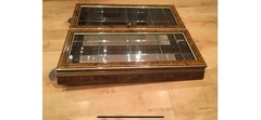Great Antique Wall Hang Hung Glass Shelf Cupboard Gold Outline Glass Background