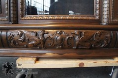 Massive Antique Renaissance Revival Walnut Carved Knockdown Bookcase Armoire