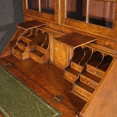 Georgian style double-body trumeau wood 20th century bureau desk bookcase