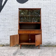 Petite Mid Century Walnut Hutch or Media Cabinet