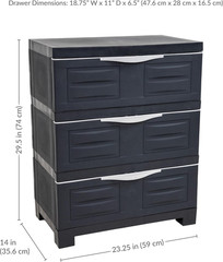 Sunnydaze 29.5″ H 3-Tier Storage Cabinet with Drawers – Resin Storage Drawers Or