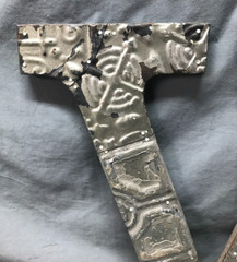 Decorative Salvage Tin Ceiling 16″ Patchwork Silver Metal VTG Letter V 215-25B
