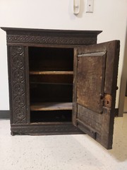 17th Century Charles II English Oak Carved Cabinet Dated 1653