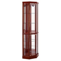 Classic 6 Tier Lighted Corner Curio Display Cabinet with Glass Doors Shelves