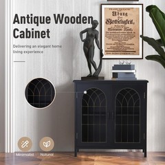 Black Accent Cabinet with 2 Doors Wooden Storage Cabinet Sideboard Buffet