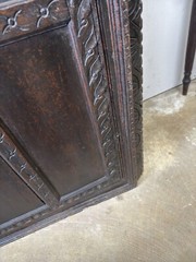 antique hanging corner cupboard pilgrim carved oak primitive 17th century