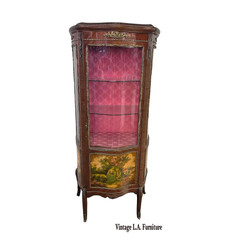Vintage French Louis XV Vitrine Brass Curio Display Cabinet made in Spain
