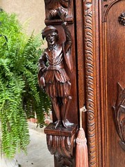 Antique French Cabinet Bar Sideboard Baroque Carved Oak c1880 Bookcase