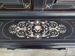 19th century Ebonized Inlaid Cabinet on stand Italian or French