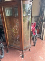 antique vintage curved glass curio cabinet