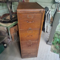 Antique Oak 4-Drawer Filing Cabinet Library Bureau for a Corner