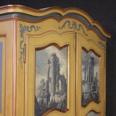 Small wardrobe furniture armoire cabinet lacquered painted gold 2 doors 900