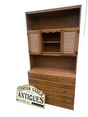 66554 Ethan Allen Maple Cabinet with Bookcase Top