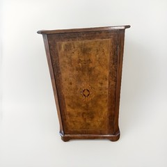 French Philippe 19th C. Burl Walnut Marquetry Cabinet w/ Key Antique