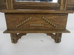 Vintage Hand Carved Wood Kitchen Apothecary Wall Cabinet Beveled Glass Mirror Co