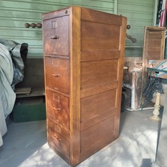 Antique Oak 4-Drawer Filing Cabinet Library Bureau for a Corner