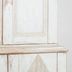 19th Century Swedish Gustavian Pine Wedding Cabinet in Gray Painted Finish