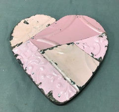 Decorative Salvage Pink Tin Ceiling 8″ Patchwork Metal VTG Heart Old 142-25B