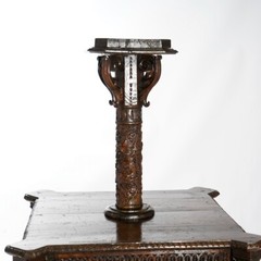 Antique Continental Carved Reliquary Cabinet & Carved Columns 18thC