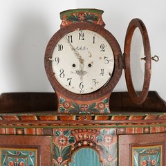 Original Painted Swedish Mora Clock Corner Cabinet, circa 1820-40