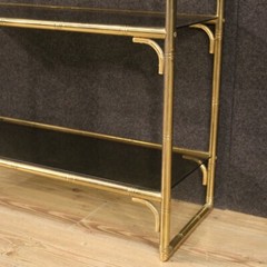 Bookshelf in gold metal faux bamboo etagere vintage 4 shelves glass furniture