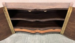 Vtg Mark Levin Art Furniture Hanging Solid Oak Buffet Cabinet; Serpentine Front
