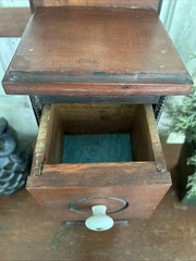 VTG Wooden Wall 3 Drawer Spice Cabinet Cupboard Apothecary Chest Jewelry