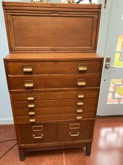 Yawman & Erbe Co Victorian Antique Oak Cabinet — Rare & Beautiful