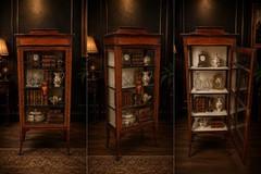 RARE EDWARDIAN INLAID DISPLAY CABINET Antique Bookcase Glass Cabin. UK Delivery