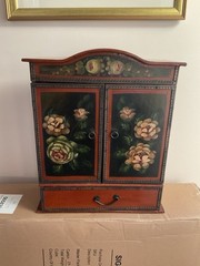 Antique Lovely French Style Petite Cabinet Armoire Hand Painted Floral