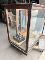 c1890 vintage oak glass floor country store case 42” w x 40” h x 24” Glass Doors